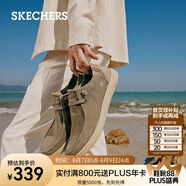 斯凱奇（Skechers）男鞋夏季商務(wù)休閑鞋季百搭時尚帆布鞋舒適復(fù)古一腳蹬66387 卡其色/KHK 42.5