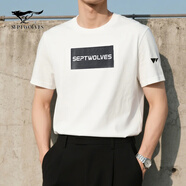 七匹狼（SEPTWOLVES）短袖T恤男夏季半袖透氣上衣簡(jiǎn)約體恤衫休閑中青年 本白 XL /175/96A