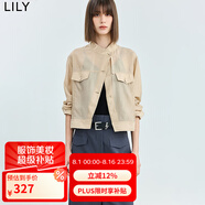 LILY輕盈微光感不對(duì)稱設(shè)計(jì)莫代爾工裝風(fēng)薄款短外套女 607淺金 XL
