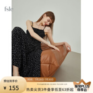 FANSILANEN范思藍恩 春秋新款法式波點吊帶連衣裙女減齡甜美收腰裙子213223 黑底白點 M