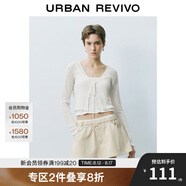 UR2025春季新款女裝休閑V領(lǐng)系帶超短款針織開衫UYY950022 本白 XL