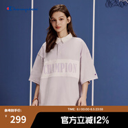 Champion【王俊凱同款】冠軍T恤24春夏新款美式寬松復(fù)古翻領(lǐng)短袖 紫色 XL