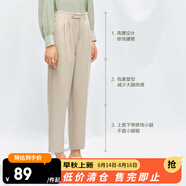 網易嚴選春夏神褲微彈高腰顯瘦西裝褲錐形褲女通勤輕復古時尚垂感 淺米駝*錐形褲 S (160/64A)