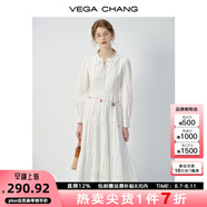 VEGA CHANG連衣裙女2025年秋季新款鏤空設計通勤百搭白色連衣裙 天使白 M