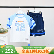 adidas2025新款短袖套裝短褲運(yùn)動(dòng)休閑戶外兩件套男女學(xué)生小童IT8777 KC1514 128
