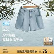 森馬牛仔褲女簡約時尚A字褲ins潮夏季涼感短褲休閑風109324122005