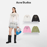 Acne Studios【七夕禮贈(zèng)】 男女同款 做舊1996印花寬松落肩長(zhǎng)袖T恤上衣CL0197 灰白色 XXS