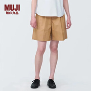 無印良品（MUJI） 女式 彈力 抽褶中褲 褲子女款短褲休閑褲 女裝  BE1R1C4S 米色 S 155/62A