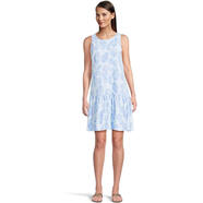 Lilly Pulitzer女無袖連衣裙印花休閑連衣裙Dixi Dress舒適夏季連衣裙午餐約會 Fresh Water Blue Cool As  均碼 |LG