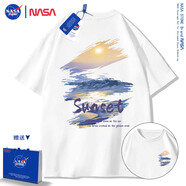 NASA STONE聯(lián)名短袖t恤男夏季新款潮流寬松純棉學(xué)生百搭上衣半袖情侶裝夏裝 白色-款六 L 推薦體重120-130斤