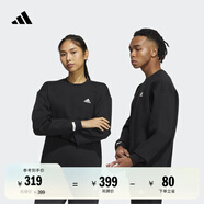 adidas情侶款休閑寬松抓絨圓領(lǐng)長(zhǎng)袖衛(wèi)衣套頭衫男女阿迪達(dá)斯輕運(yùn)動(dòng) 黑色/白   XL