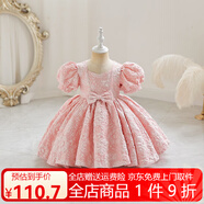 鸞雀翔一周歲女寶寶禮服紅色裙子兒童公主裙周歲禮服花童連衣裙幼童衣服 粉紅色連衣裙 80碼建議身高73-84體15-22斤