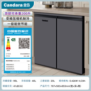 CANDARA臥式冰箱雙開(kāi)門(mén)變頻臺下廚房家用客廳超薄嵌入式一級能效 鈦銀灰【進(jìn)口變頻壓縮機一級節能】高度853mm