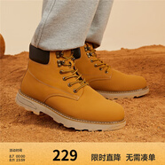 Semir官方正品馬丁靴男靴春秋季新款英倫風(fēng)中幫大黃靴工裝靴短靴子男 咖黃色【馬丁靴】 41