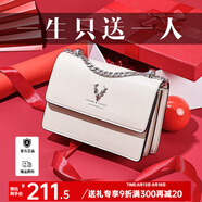 啄木鳥（TUCANO）七夕情人節(jié)禮物包包女款2025年牛皮時尚單肩斜挎包女鏈條包實用包 米白銀鹿禮盒【實用禮物推薦】