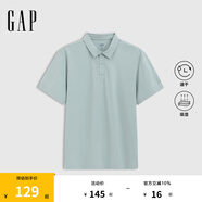 Gap【情人節(jié)】男女裝春季新款吸濕速干短袖T恤polo衫休閑上衣724996 湖綠色 L (175/96A) 亞洲尺碼