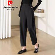 皮爾卡丹（pierre cardin）氣質(zhì)顯瘦繭型鐮刀褲2025春夏新款知性通勤西裝褲日常錐形休閑褲子 黑色西裝面料今年流行的輕奢品牌 L 建議105-115斤