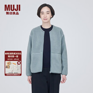 無(wú)印良品（MUJI）女式  長(cháng)毛抓絨 夾克 短款外套女  簡(jiǎn)約風(fēng) BB2NSA3A 淺藍色 S(155/80A)