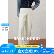 Basic House/百家好加厚加絨休閑褲女秋冬香蕉褲奶奶褲保暖百搭寬松顯瘦新款 米色 L 110-120斤