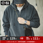 馬登工裝 美式復(fù)古搖粒絨連帽衛(wèi)衣男秋季加絨保暖休閑打底衫疊穿外套 深灰色 XL