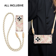 怡楓 vivoX200promini手機殼新款X200Ultra國潮九色鹿可背斜挎掛繩X200s全包四角防摔硅膠保護套 透明-白敦煌鹿-掛件B181 vivoX200promini