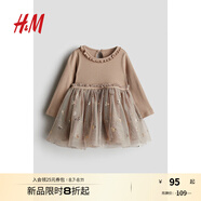 H&M童裝女嬰連衣裙夏季洋氣薄紗裙擺公主裙1258709 深米色/蝴蝶結(jié) 73 73cm 73/48 (6-9M)