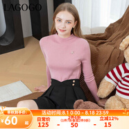 lagogo多巴胺多色修身軟糯針織衫女拉谷谷2024冬新款半高領(lǐng)打底衫 粉紅色(H8) M 160/38
