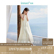 茵曼（INMAN）夏季純色女裝圓領(lǐng)掛脖連衣裙簡約休閑風A字中長裙子 梨花杏 S
