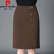 皮爾卡丹（pierre cardin）秋冬加厚毛呢短裙女彈力高腰加大碼百搭中長a字半身裙包臀一步裙 駝色 S 27碼(2尺0)