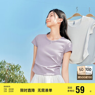 森馬（Semir）短袖t恤女短款緊身夏季圓領(lǐng)正肩上衣V領(lǐng)收腰套頭衫109324100003