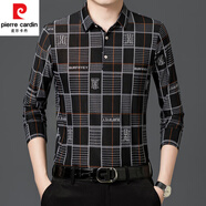 皮爾卡丹（pierre cardin）夏季冰絲時尚格子印花短袖T恤男士寬松休閑半袖翻領(lǐng)POLO衫體恤 8033 圖片色 長袖 春秋款 XL 建議135-150斤