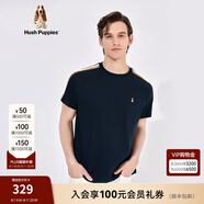 Hush Puppies暇步士男裝夏季復(fù)古運(yùn)動(dòng)純棉短袖T恤 085深藍(lán)2 XL
