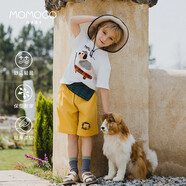瑪米瑪卡（MOMOCO）兒童套裝夏季男童夏裝童裝韓版可愛(ài)套裝兩件套 白色  90 