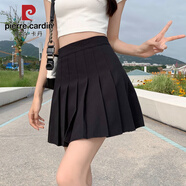 皮爾卡丹（pierre cardin）大碼學(xué)院風(fēng)百褶裙半身裙女2025春夏胖妹妹韓版高腰褶皺短裙a字裙 黑色 XS 86斤以?xún)?
                                         title=
