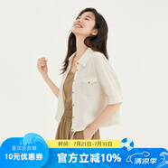 片斷（dribs＆drabs）片斷襯衫女夏季新款時(shí)尚氣質(zhì)通勤百搭多巴胺小個(gè)子短款襯衣 米白 S 155/80A