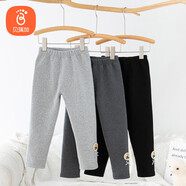 貝瑞加（Babyprints）女孩打底褲中大童秋冬加絨長(zhǎng)褲學(xué)生少女保暖褲子保暖冬裝 黑150