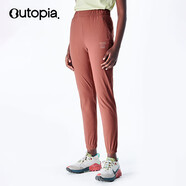 OUTOPIA Relax Run超輕微彈春夏戶外跑步休閑男女士束腳長(zhǎng)褲 *拉鏈口袋 淺紅棕(女款) M