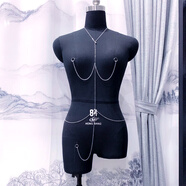 PKFC項鏈網(wǎng)紅鎖骨鏈比基尼身體鏈性感連體鏈胸鏈不銹鋼情侶飾品不退色 連體加臍釘鏈卡球款