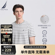 諾帝卡（NAUTICA）【單件直降】男裝夏季全棉雙面布親膚條紋圓領(lǐng)短袖T恤男TE3222-N 灰色0GH(232) 2XL