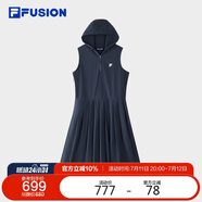 FILAFUSION斐樂潮牌女子梭織連衣裙2025夏季休閑連帽無袖裙