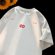 普戈斯（PUGESI）白灰色重磅純棉刺繡短袖男款夏季潮牌小領(lǐng)口美式高街t恤 白色 S