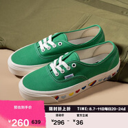 VANS范斯官方 Authentic 44 DX彩虹小愛心帆布鞋 綠色 37 