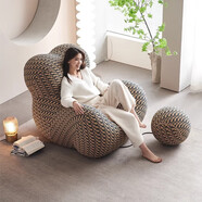 MATTE MAISA懶人沙發(fā)媽媽的懷抱可躺可睡陽(yáng)臺單人沙發(fā)椅網(wǎng)紅落地座椅靠背設計 大號迪奧黃紋+定型棉+冰絲面料