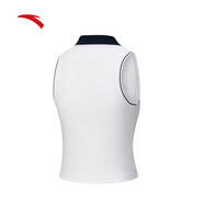 安踏（ANTA）無(wú)袖POLO衫 女冬季新款優(yōu)可絲網(wǎng)球風(fēng)翻領(lǐng)短袖休閑上衣 雪花白-1 S (女160)