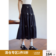 獨束大碼女裝優(yōu)雅芭蕾風(fēng)半身裙夏裝新款抽褶裙擺蓬松減齡浪漫裙子 黑天鵝 2XL (尺碼：4)