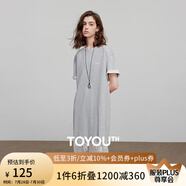 初語(yǔ)抗菌短袖T恤裙女2025夏季新款蕾絲拼接寬松圓領(lǐng)純棉連衣裙 淺花灰色 均碼