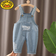 G.duck男童背帶褲寶寶春秋薄款純棉男寶褲子嬰幼童兒童女夏嬰兒可開(kāi)襠褲 牛仔字母款 170 14碼建議身高95-100cm