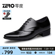 零度Zero皮鞋尖頭正裝鞋時尚男士正裝商務(wù)德比鞋新郎婚鞋伴郎鞋英倫風(fēng) 黑色 【亮面款-偏瘦一碼】 40 (250mm)