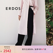 ERDOS【精紡羊毛斜紋直筒褲】25春夏新品可調(diào)節(jié)皮袢寬松長褲女休閑褲 黑 2XL 175/80A