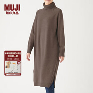 無(wú)印良品（MUJI）女式  天竺 高領(lǐng)連衣裙 女裝長(zhǎng)袖裙子冬季 W9AA875 深咖啡色 M-L （165/88A）